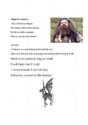 English Worksheet: Hagrid Harry Potter Animal Activity