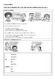 English Worksheet: too-neither,so do 