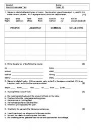 English Worksheet: Language test - all nouns, prefixes