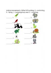 English worksheet: Animal Movements