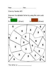 English Worksheet: Alphabet Color by Number: C