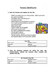 English worksheet: Personal Identification