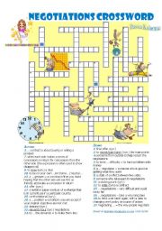 English Worksheet: NEGOTIATIONS CROSSWORD - 2