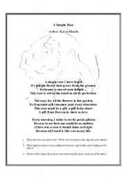 English worksheet: A Simple Rose