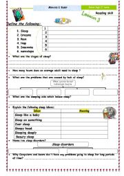 English Worksheet: Sleep