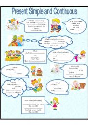 English Worksheet: Present Simple and Continous-fill in the verbs