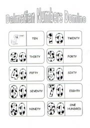 English Worksheet: Dalmatian Numbers Domino