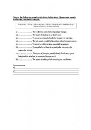 English Worksheet: Leisure Activities