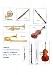 English Worksheet: Musical Instrument Worksheet