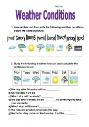 English Worksheet: Weather conditions
