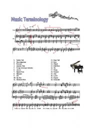 English Worksheet: Music Terminology