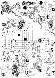 English Worksheet: WINTER CRISS CROSS PUZZLE WEATHER