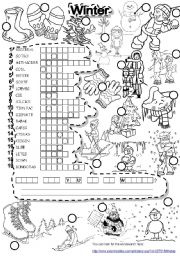 English Worksheet: WINTER PUZZLE and FALLEN PHRASES WEATHER