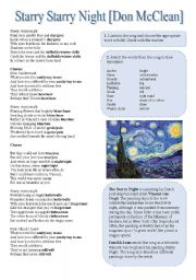 English Worksheet: SONG!!! Starry Starry Night [Don McClean]