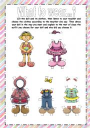 English Worksheet: Learn clothes and weather with the Paper Doll