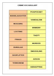 English Worksheet: crime vocabulary
