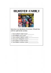 English worksheet: Monster Family
