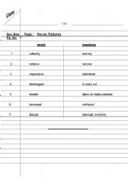 English worksheet: words meaning