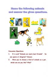 English worksheet: Animals