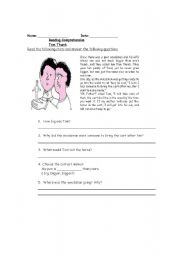 English Worksheet: Reading Comprehension