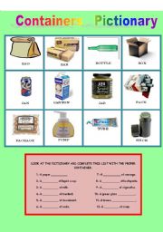 English Worksheet: CONTAINERS PICTIONARY