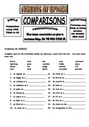 English Worksheet: Similes