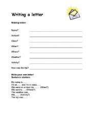 English worksheet: Writing a letter