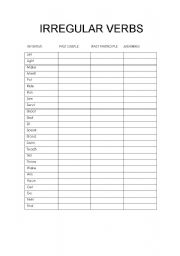 English worksheet: irregular verbs test