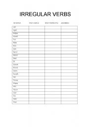 English Worksheet: irregular verbs test