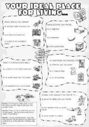 English Worksheet: YOUR IDEAL PLACE FOR LIVING - QUIZ