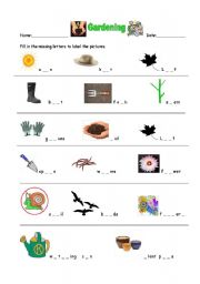 English worksheet: Gardening Basic Vocabulary