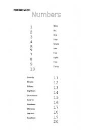 English worksheet: NUMBERS