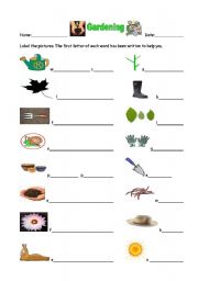 English worksheet: Gardening Vocabulary Intermediate
