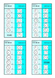 2 Time GAMEs + Present Simple - Past Continuous - 22 clocks, 2 GAMES  ((4 pages + BW printer friendly))