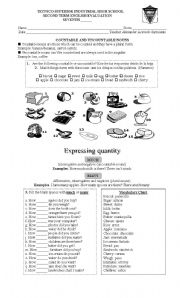 English Worksheet: COUNT AND UNCOUNT NOUNS