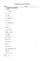 English Worksheet: Clothes