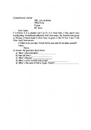 English worksheet: pierres letter 