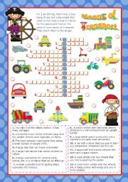 English Worksheet: Means of Transport  Crossword Puzzle for Elementary or Lower Intermediate students