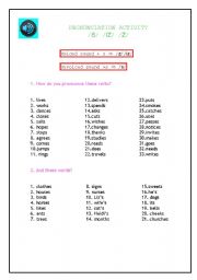 English Worksheet: /S/ /Z/ /IZ/ SOUNDS