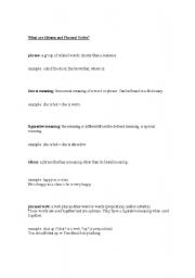 English Worksheet: What Are Idioms and Phrasal Verbs?