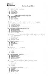 English Worksheet: American Superstitions
