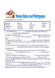 English Worksheet: Home Sales and Mortgages