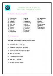 English worksheet: WORD AND SENTENCE STRESS