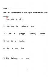 English worksheet: Punctuation Practice 1b