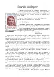 English Worksheet: a reading about Samantha Smith
