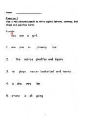 English worksheet: Punctuation Practice 2