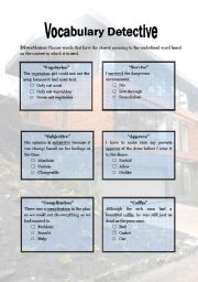 English Worksheet: Vocabulary Detective 5 (fifth 15min of Twilight movie)