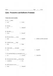 English Worksheet: Quiz:  Possessives and Reflexive Pronouns