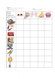 English Worksheet: Match objecta against senses