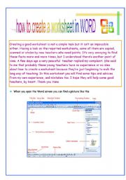 English Worksheet: How to create a worksheet in WORD